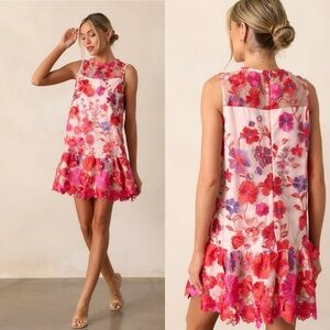 Take a Moment Light Pink Floral Embroidered Mini Dress from Red Dress Boutique